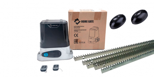 Комплект электропривода для откатных ворот HOME GATE LTM 800 light (Wi-Fi) + рейка 5 шт + фотоэлементы